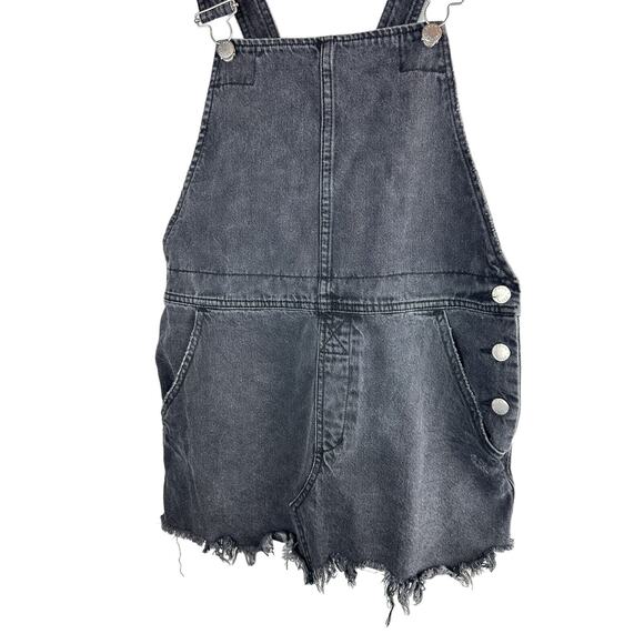 Free People Torn Up Denim Cut Off Skirt Overalls Black Denim Jumper 6 / 28 - Picture 8 of 15